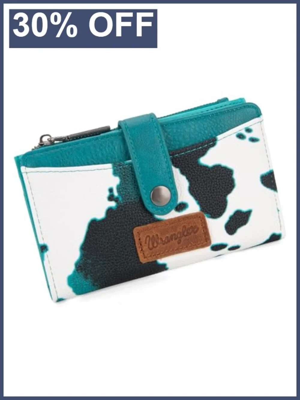 Wrangler Women's Bifold Wallet Vegan Leather Card Holder with Zipper and ID